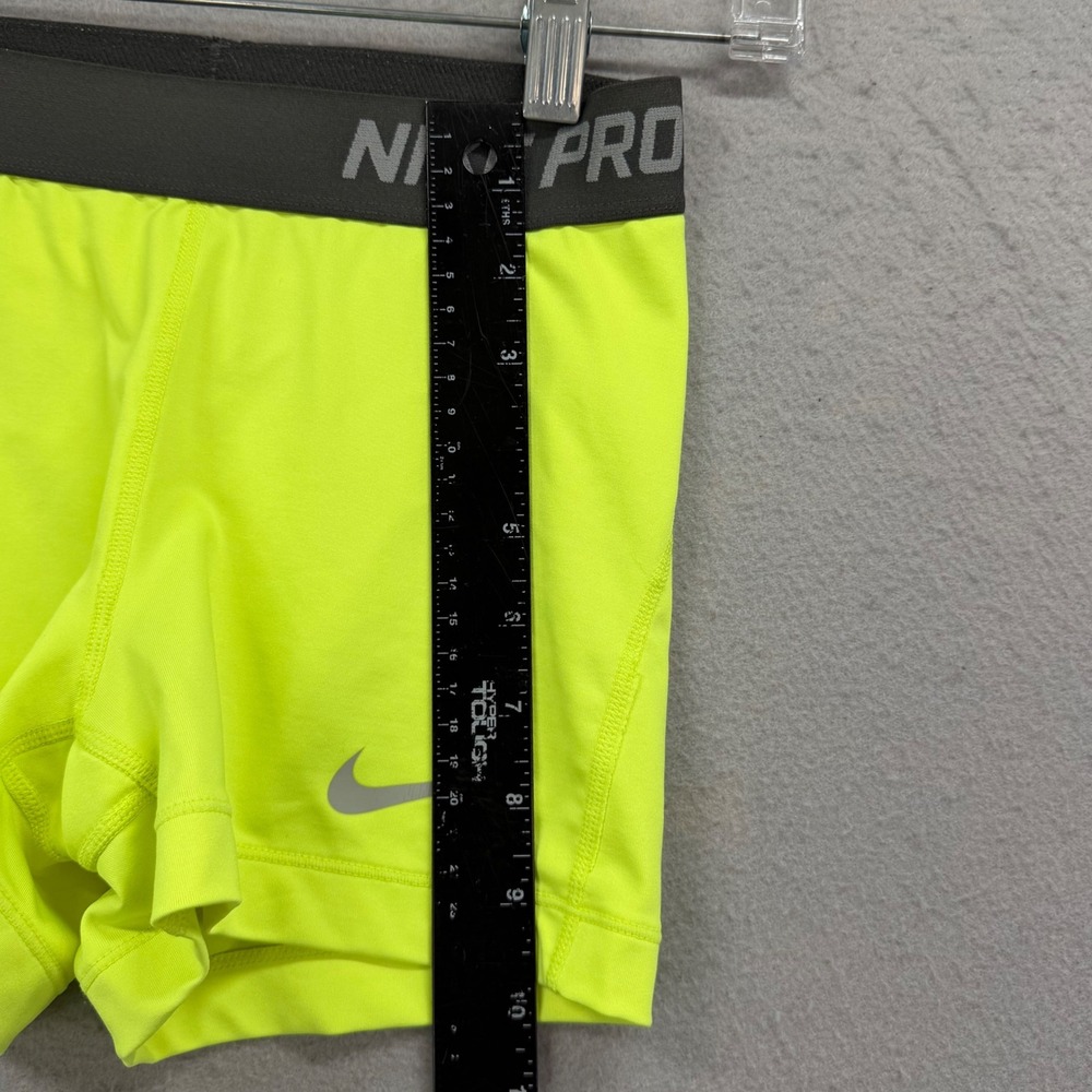 Nike Pro Dri-FIT Shorts Women Small Neon Yellow Compression Athletic Volt Gym - Picture 4 of 8